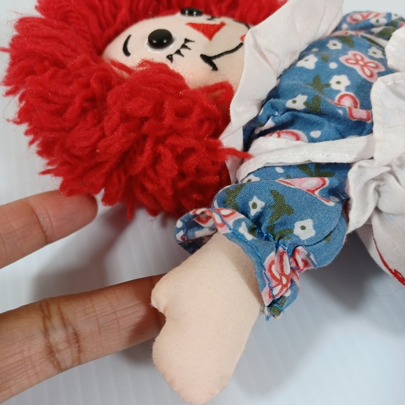 ✓RAGGADY ANN STUFFED DOLL BLUE Floral  DRESS   DOLL used VINTAGE 85 anniversary - Picture 12 of 16